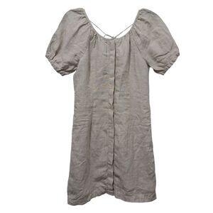 J.Crew V- Back Button Front Linen Boho Mini Shirt Dress Siz 00  Flax/ Beige NWT